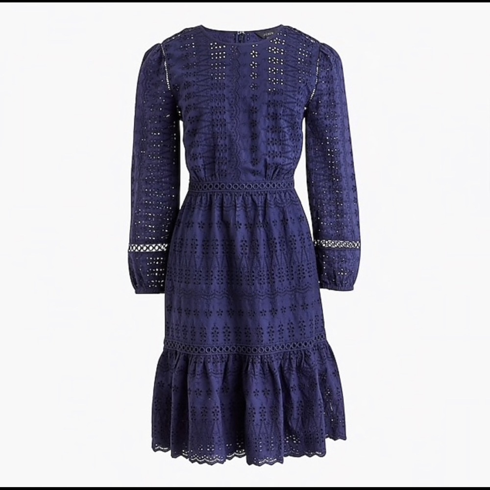 J. Crew Navy Eyelet Guacamole Dress - Size 12P